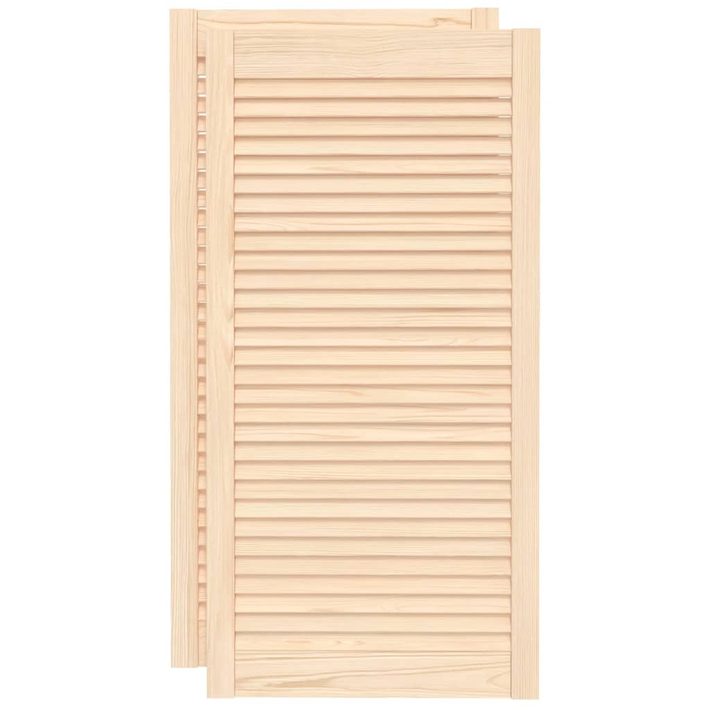 Louvrede døre 2 stk. Naturfarvet 69 x 49,4 cm Massivt fyrretræ