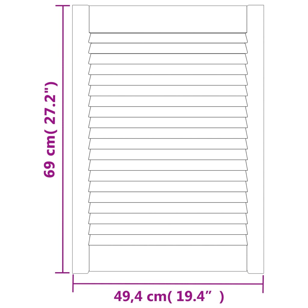 Louvrede døre med dør Hvid 69 x 49,4 cm Massivt fyrretræ