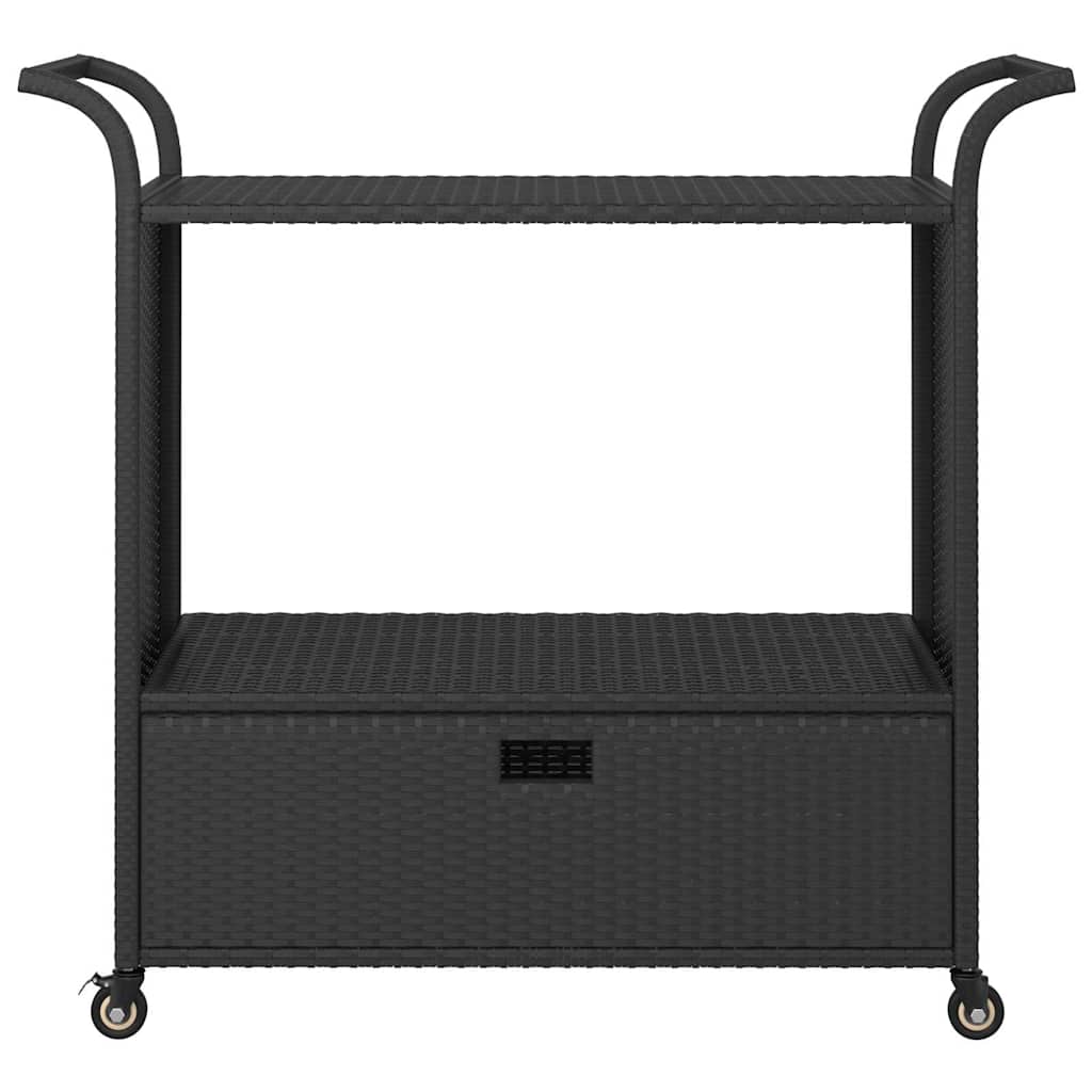 barvogn med skuffe 100x45x97 cm polyrattan sort