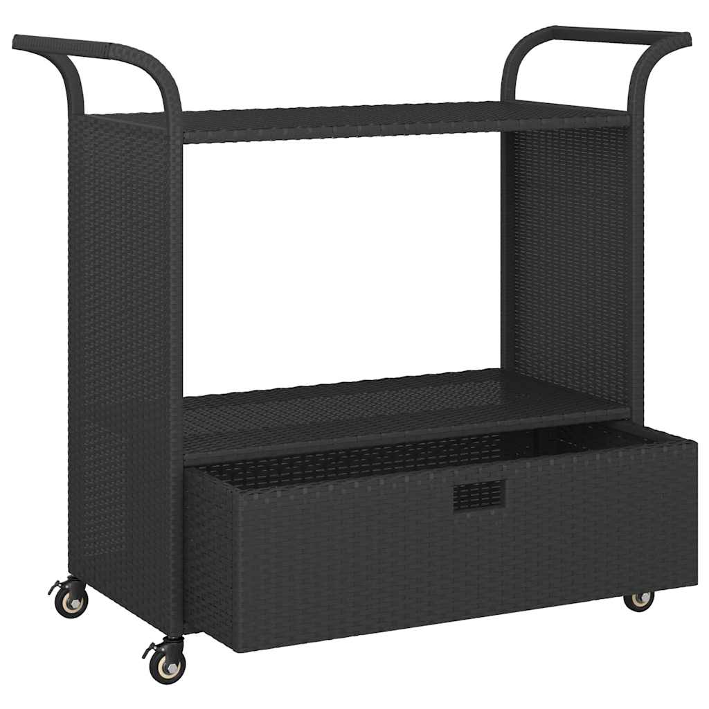 barvogn med skuffe 100x45x97 cm polyrattan sort