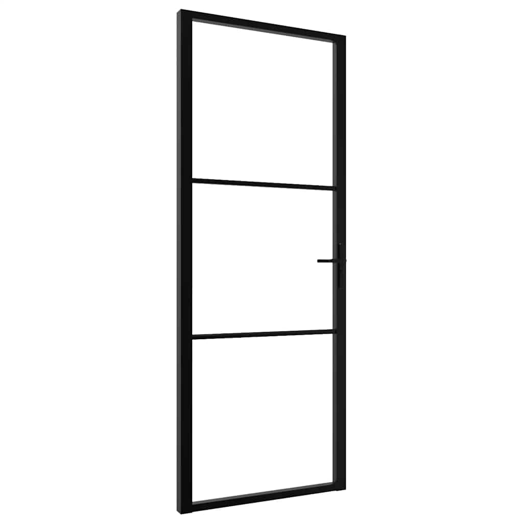 indvendig dør 76x201,5 cm sikkerhedsglas og aluminium sort