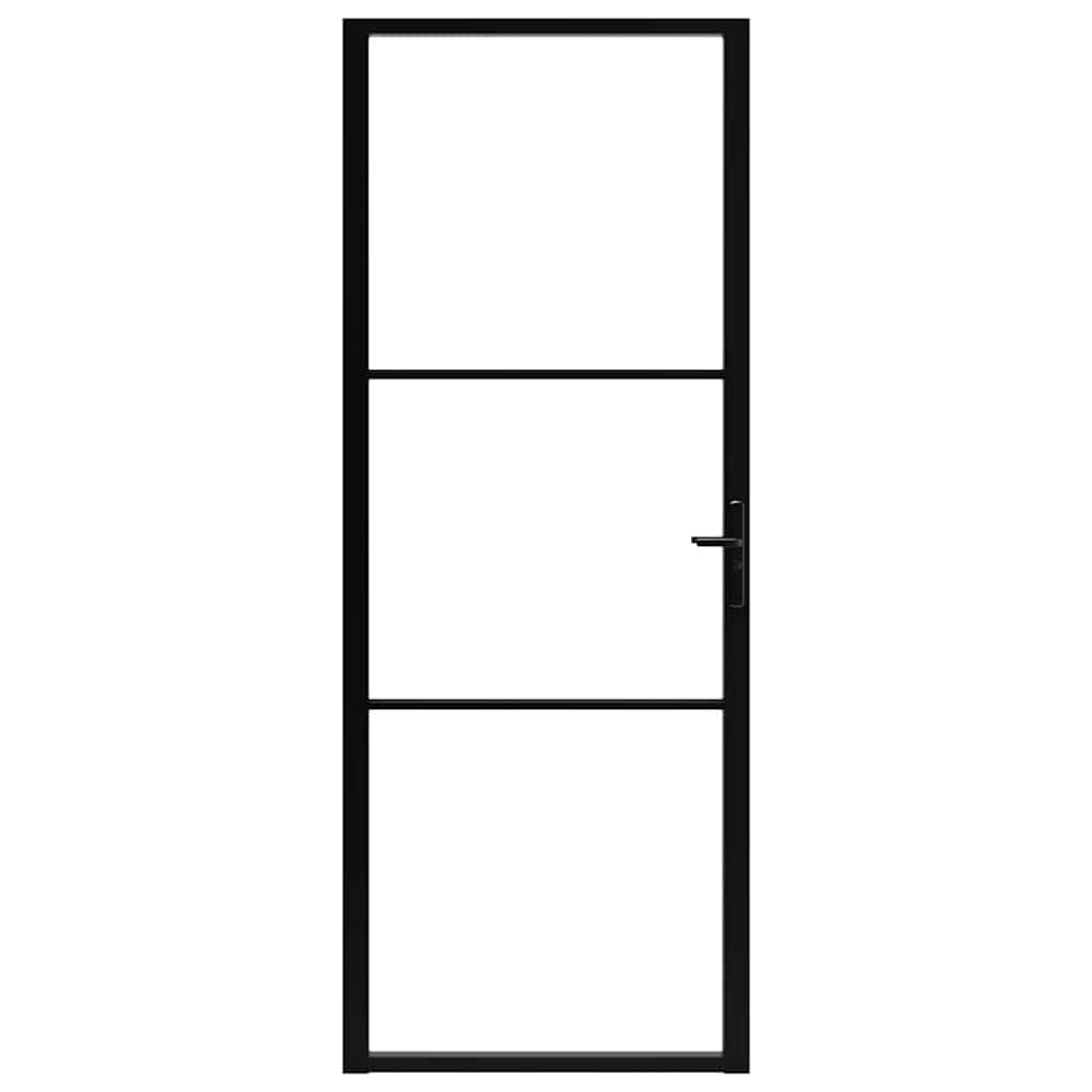 indvendig dør 76x201,5 cm sikkerhedsglas og aluminium sort