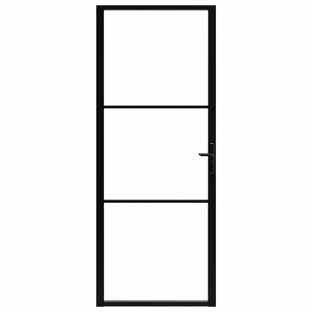 indvendig dør 83x201,5 cm sikkerhedsglas og aluminium sort