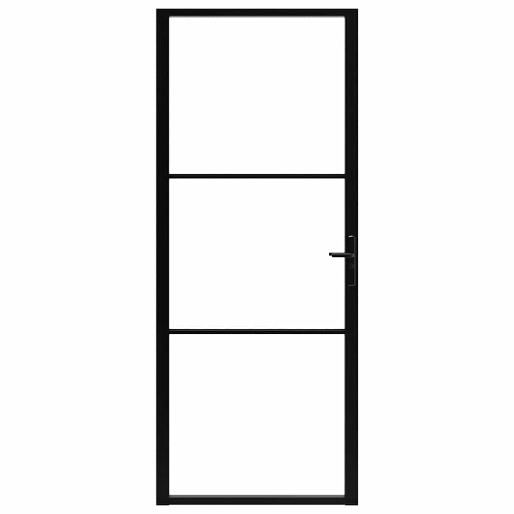 indvendig dør 93x201,5 sikkerhedsglas og aluminium sort