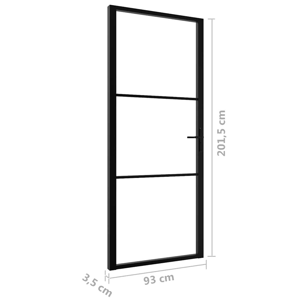 indvendig dør 93x201,5 sikkerhedsglas og aluminium sort