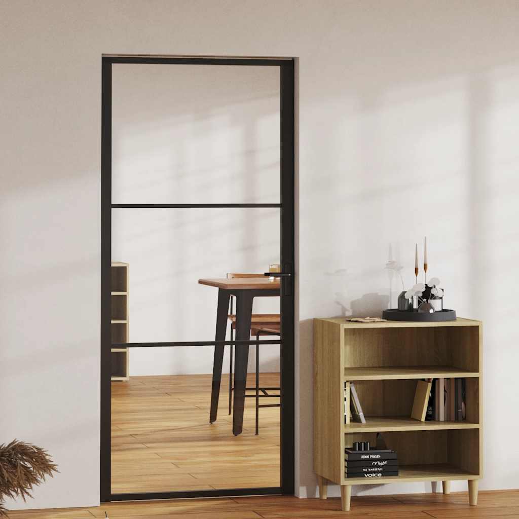 indvendig dør 93x201,5 sikkerhedsglas og aluminium sort
