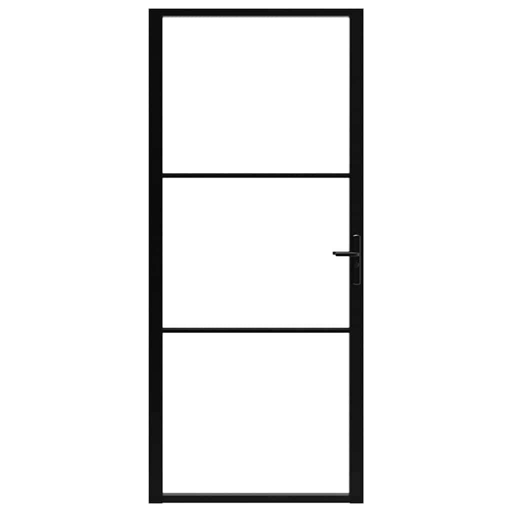 indvendig dør 102,5x201,5 cm sikkerhedsglas og aluminium sort