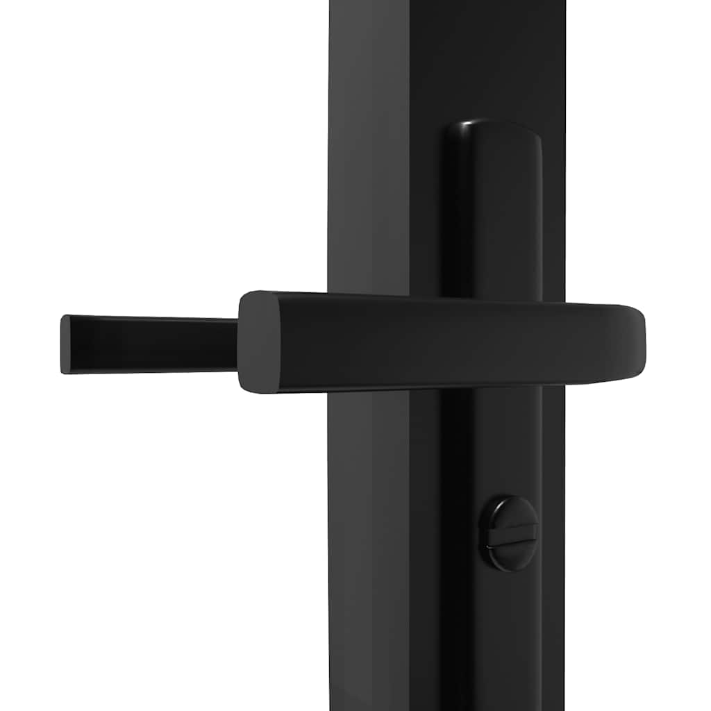 indvendig dør 102,5x201,5 cm sikkerhedsglas og aluminium sort