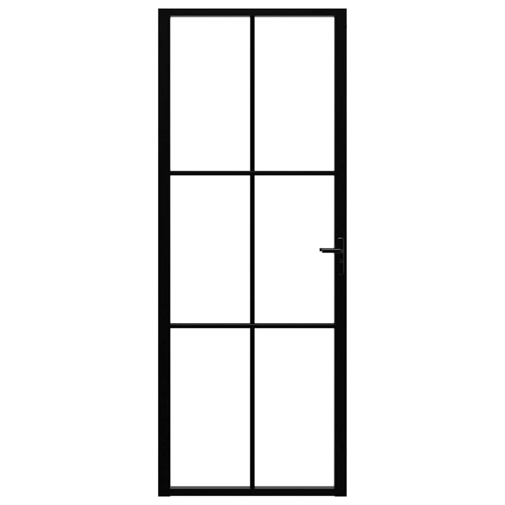 indvendig dør 76x201,5 cm sikkerhedsglas og aluminium sort