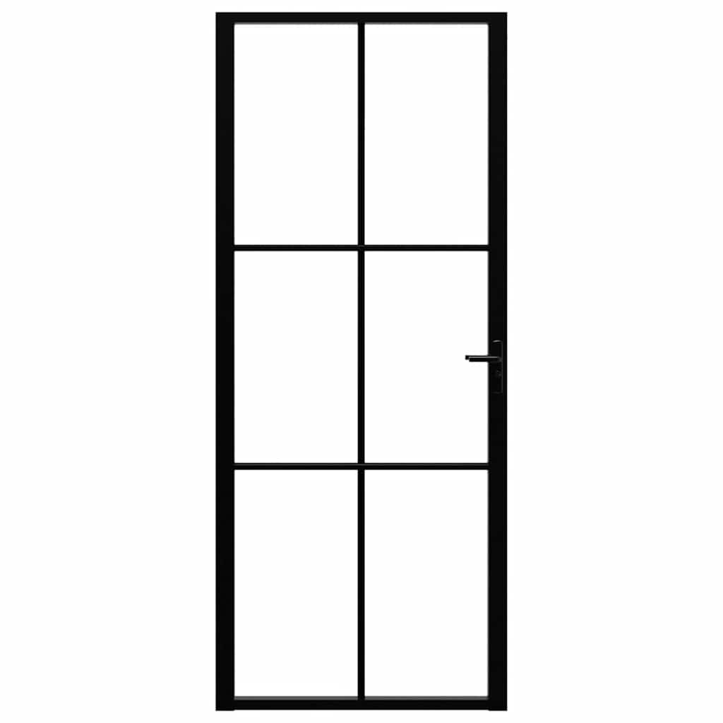 indvendig dør 83x201,5 cm sikkerhedsglas og aluminium sort