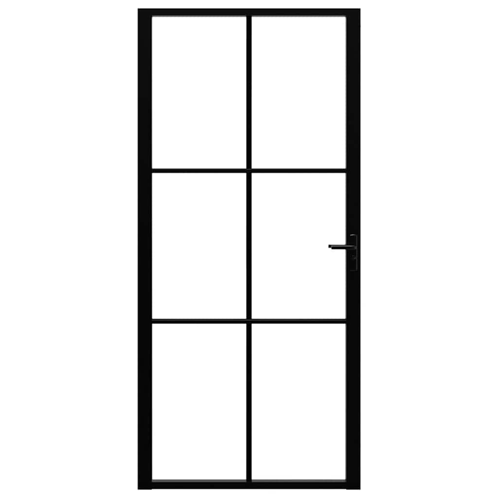 indvendig dør 93x201,5 cm sikkerhedsglas og aluminium sort