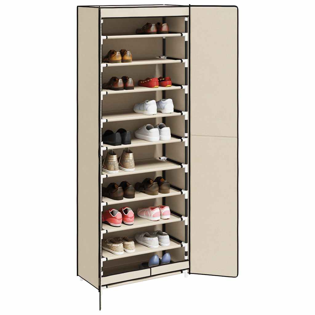 skoskab 60x30x166 stof cremefarvet