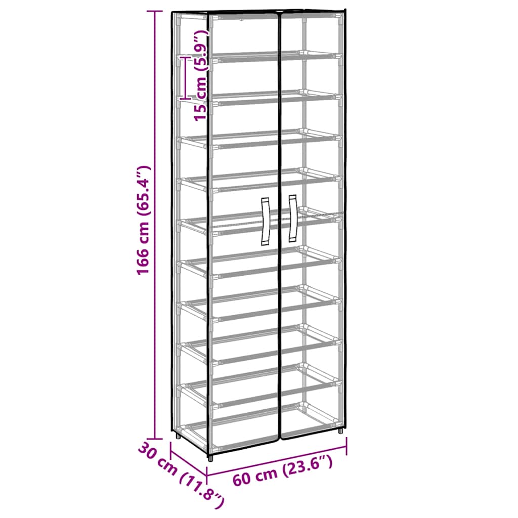 skoskab 60x30x166 stof cremefarvet