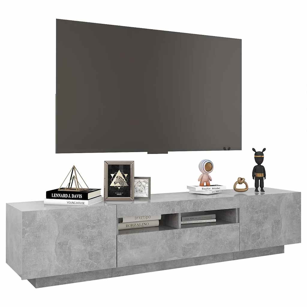 tv-skab med LED-lys 180x35x40 cm betongrå