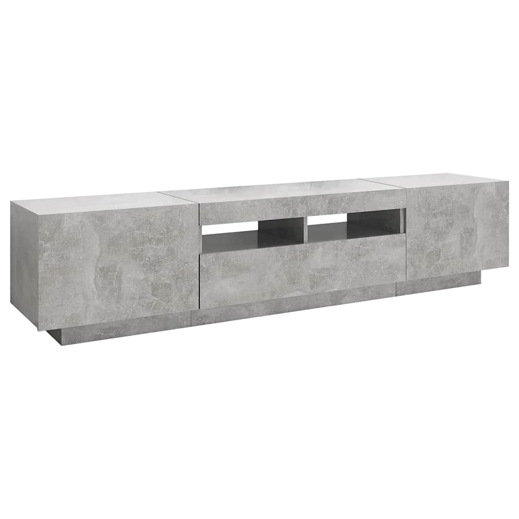 tv-skab med LED-lys 180x35x40 cm betongrå