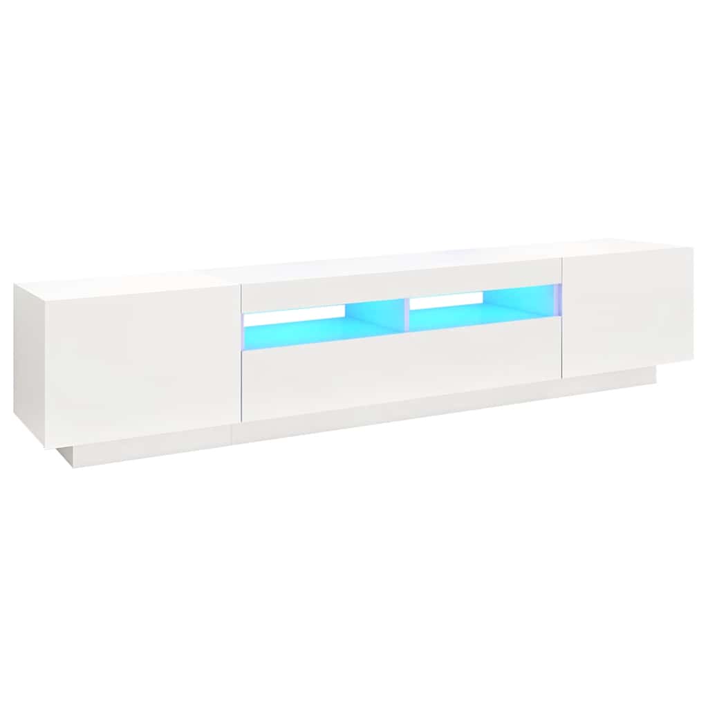tv-skab med LED-lys 200x35x40 cm hvid