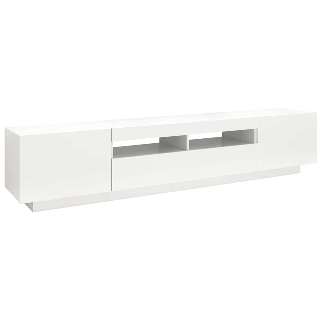 tv-skab med LED-lys 200x35x40 cm hvid