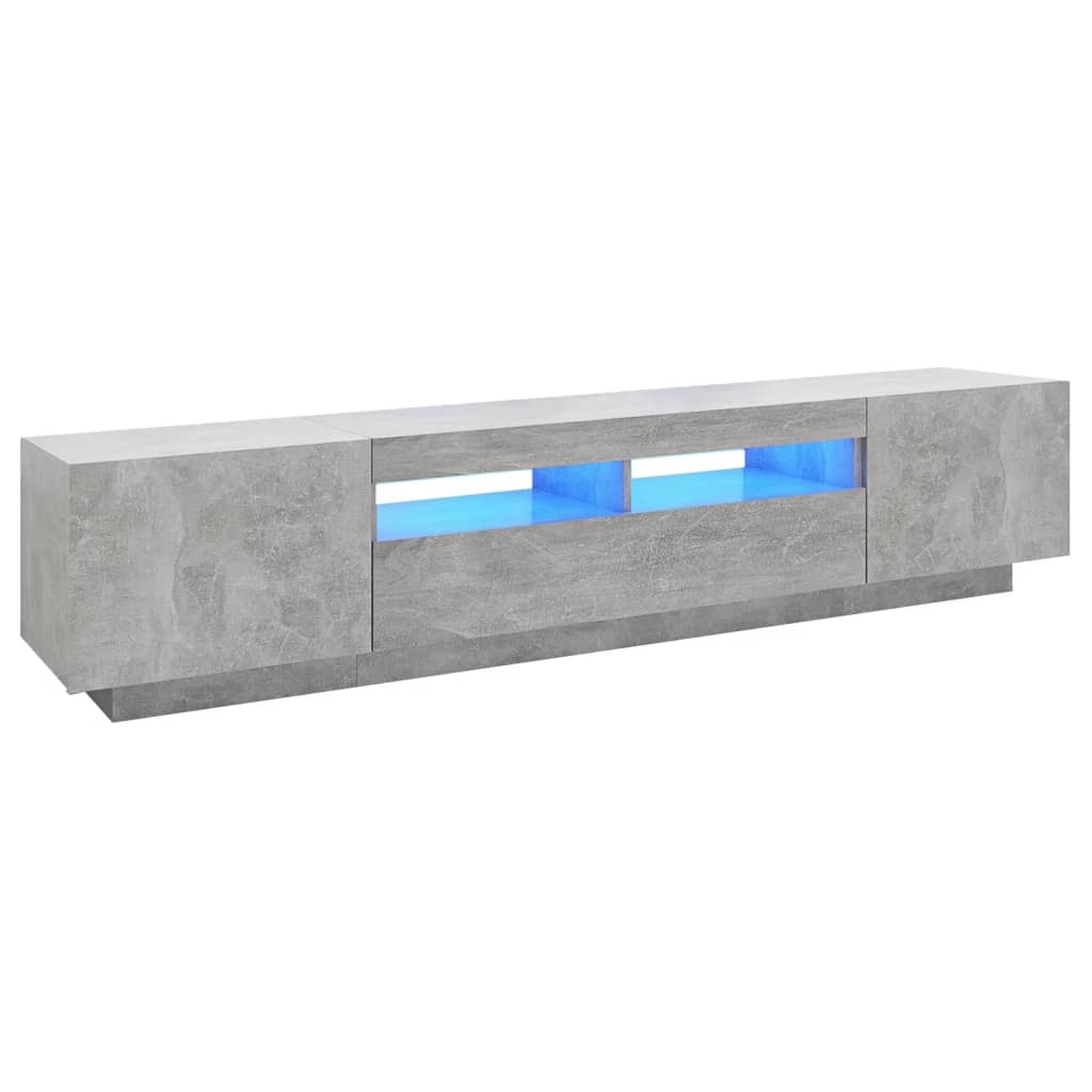 tv-skab med LED-lys 200x35x40 cm betongrå