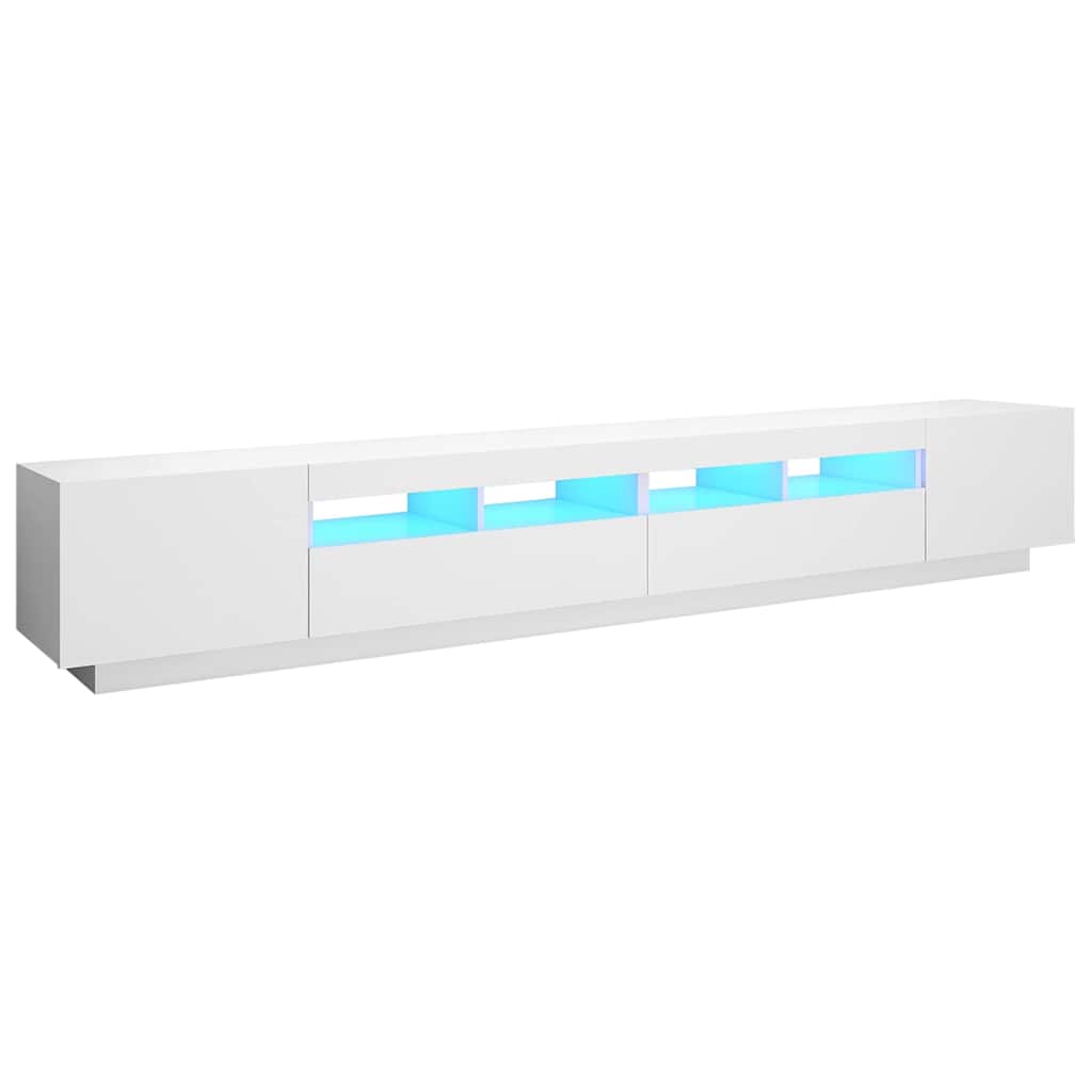 tv-skab med LED-lys 260x35x40 cm hvid