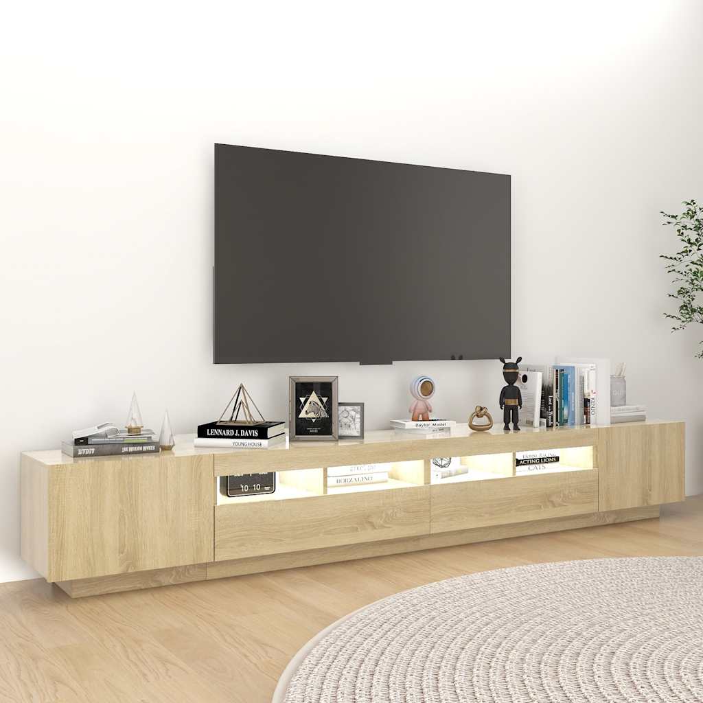 tv-skab med LED-lys 260x35x40 cm sonoma-eg