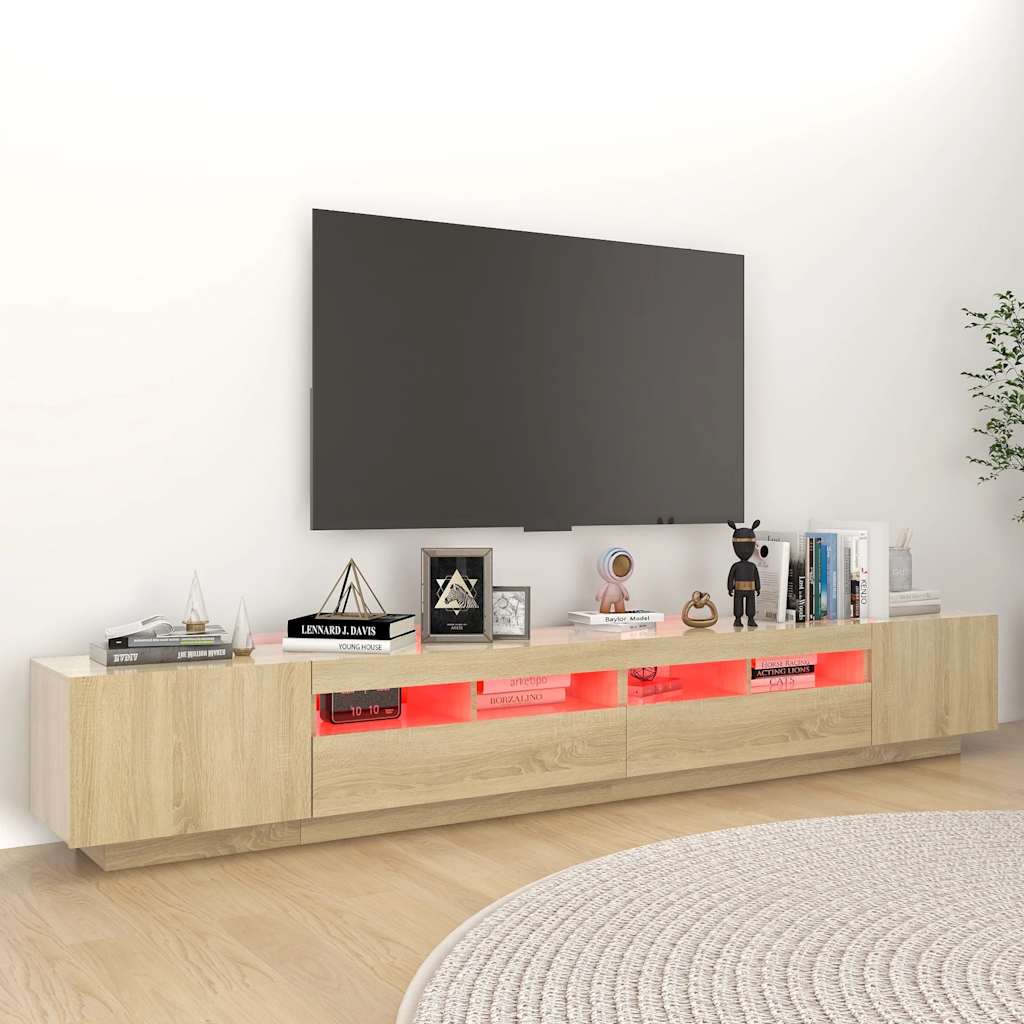 tv-skab med LED-lys 260x35x40 cm sonoma-eg