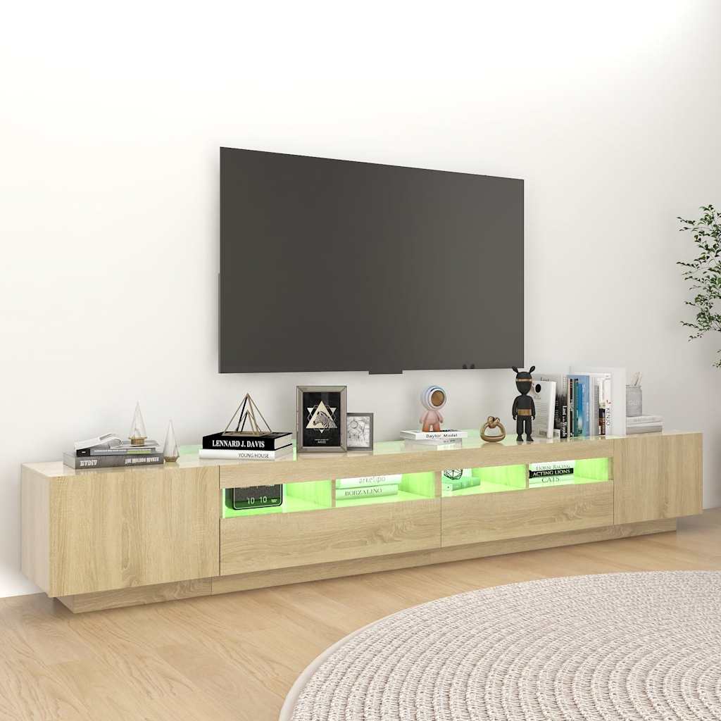 tv-skab med LED-lys 260x35x40 cm sonoma-eg