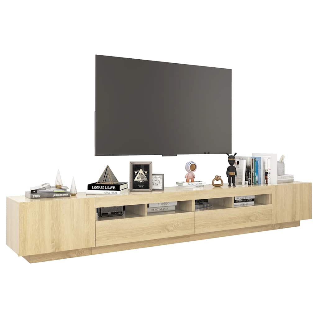 tv-skab med LED-lys 260x35x40 cm sonoma-eg