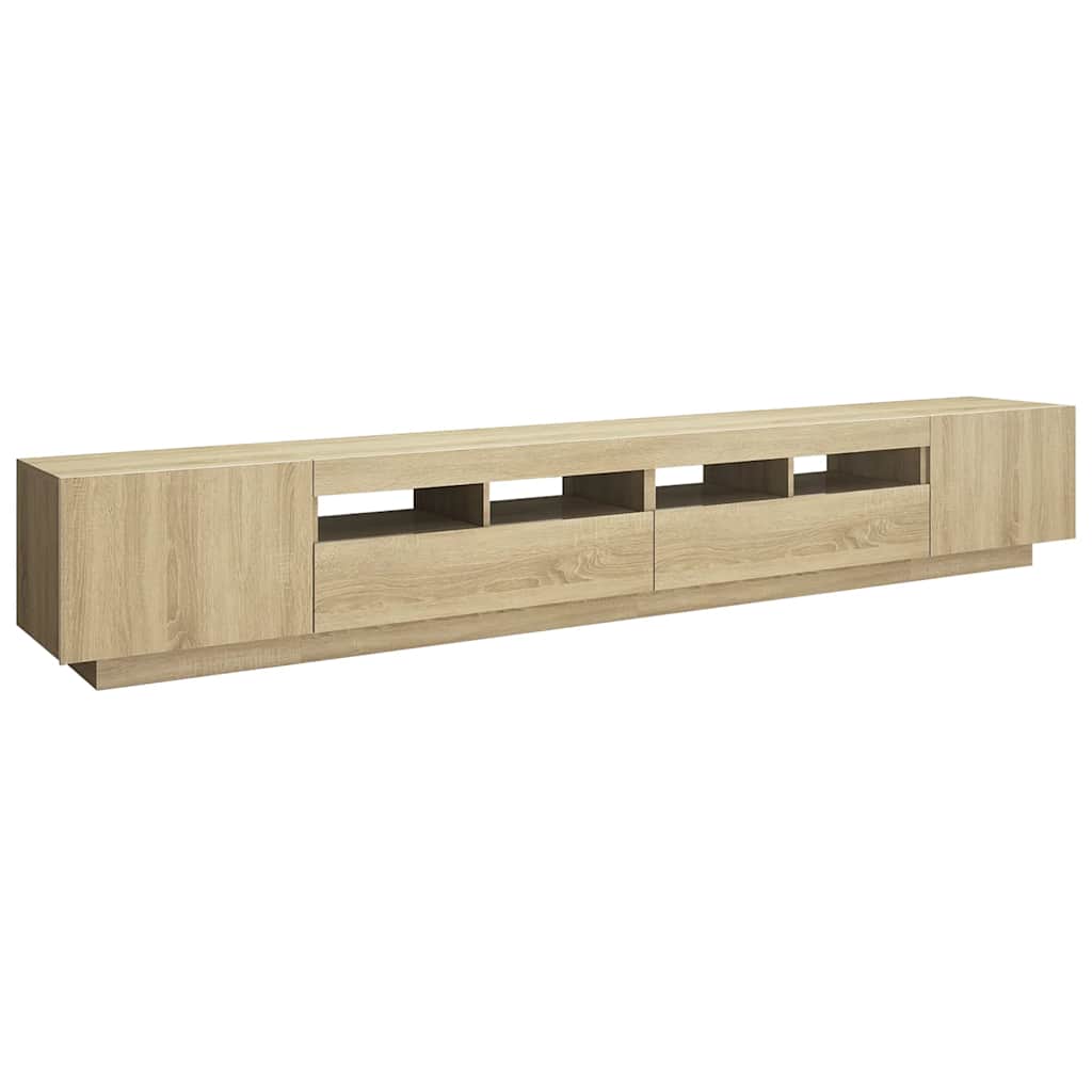 tv-skab med LED-lys 260x35x40 cm sonoma-eg