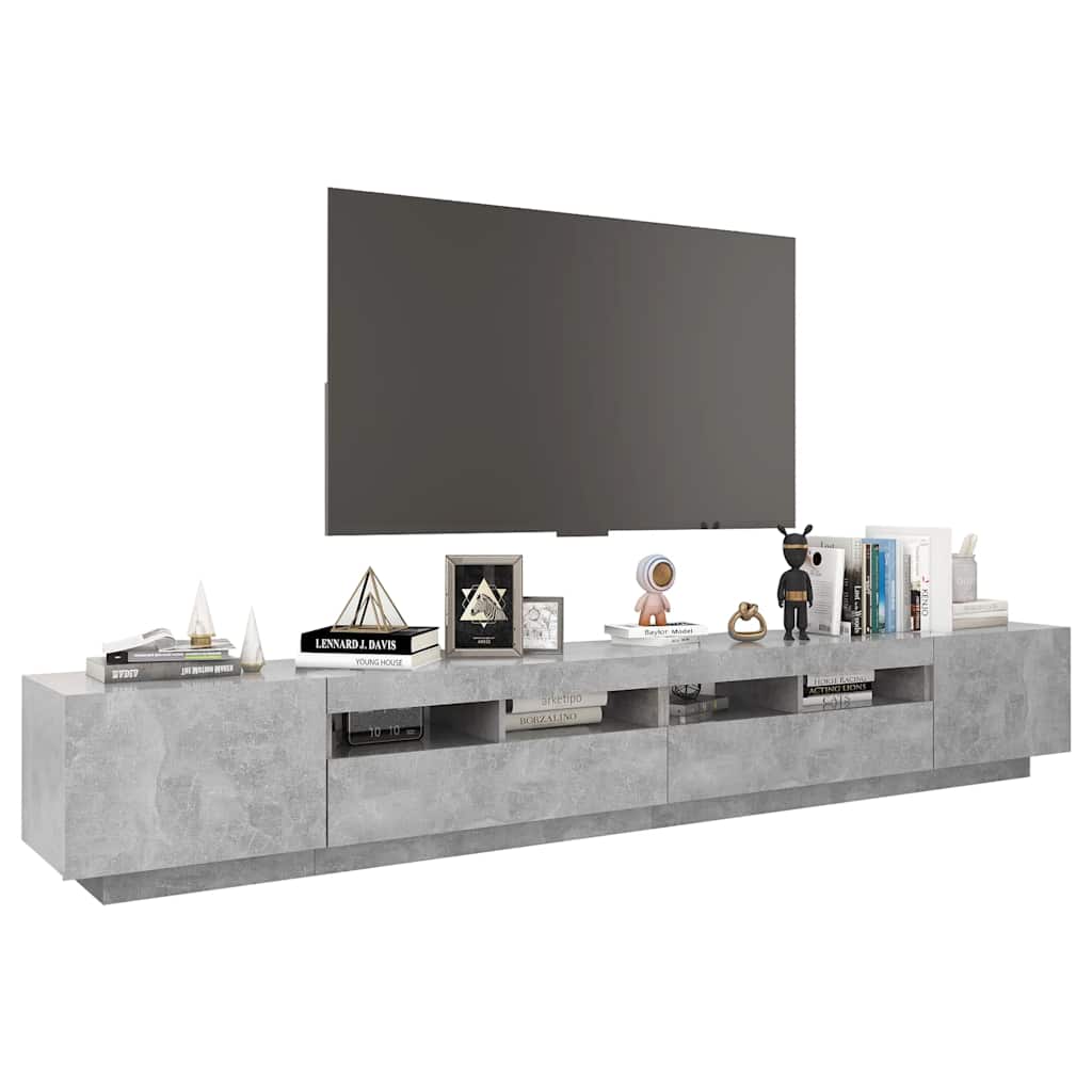 tv-skab med LED-lys 260x35x40 cm betongrå
