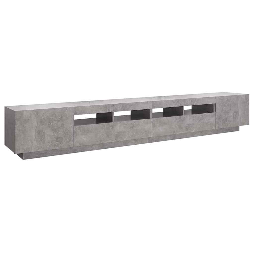 tv-skab med LED-lys 260x35x40 cm betongrå