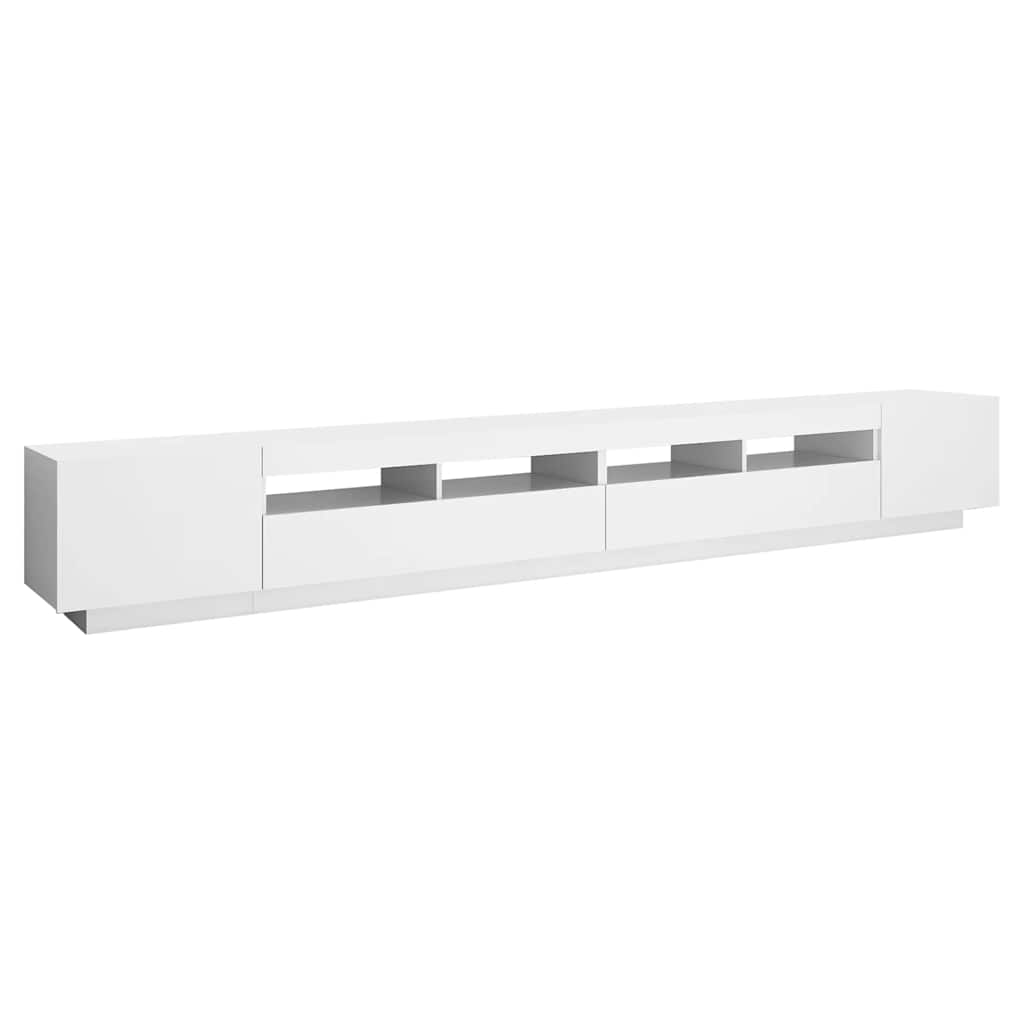 tv-skab med LED-lys 300x35x40 cm hvid