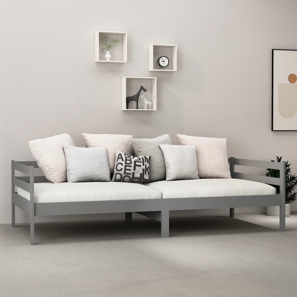 daybed 90x200 cm massivt fyrretræ grå