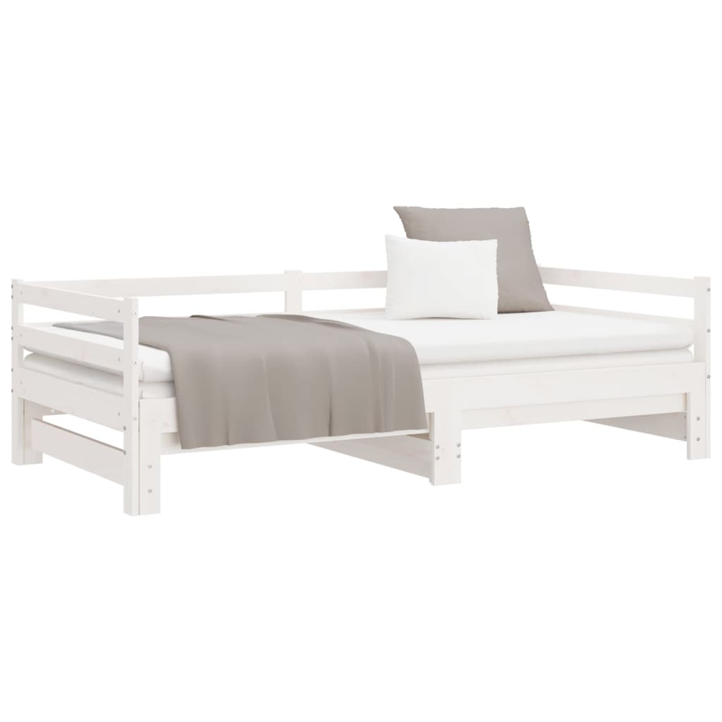 daybed med udtræk 90x200 cm massivt fyrretræ hvid