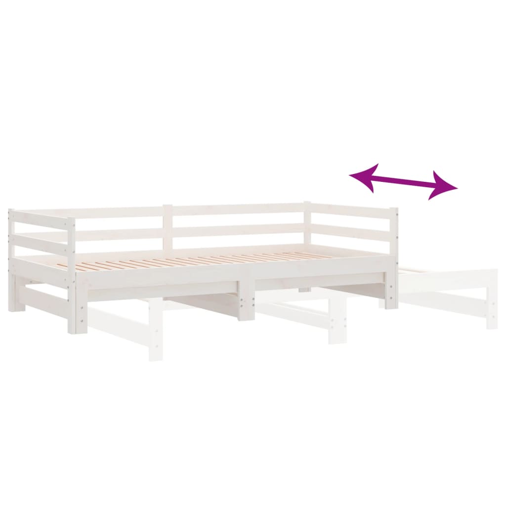 daybed med udtræk 90x200 cm massivt fyrretræ hvid
