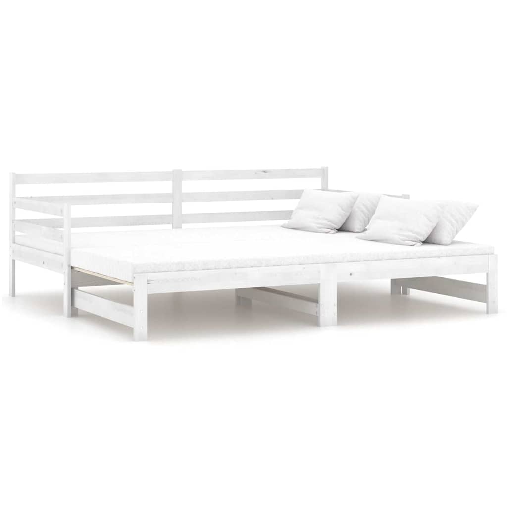 daybed med udtræk 2x(90x200) cm massivt fyrretræ hvid