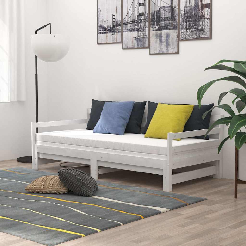 daybed med udtræk 2x(90x200) cm massivt fyrretræ hvid