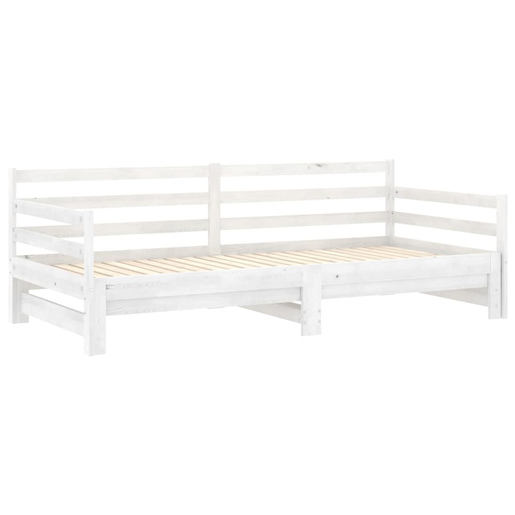 daybed med udtræk 2x(90x200) cm massivt fyrretræ hvid