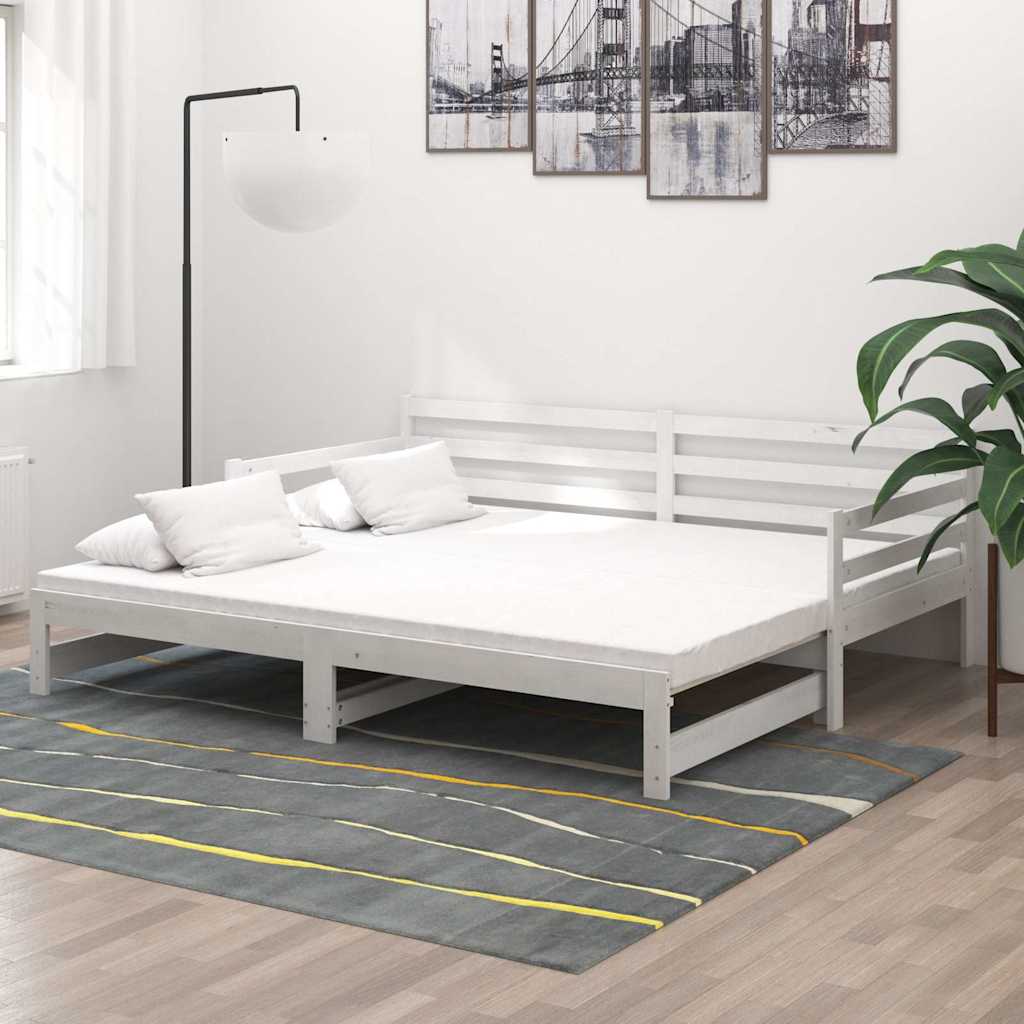 daybed med udtræk 2x(90x200) cm massivt fyrretræ hvid