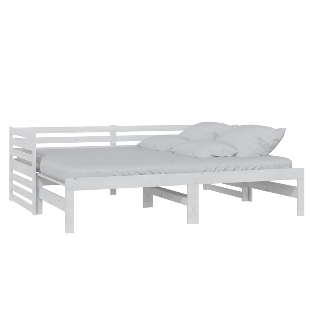 daybed med udtræk 2x(90x200) cm massivt fyrretræ hvid