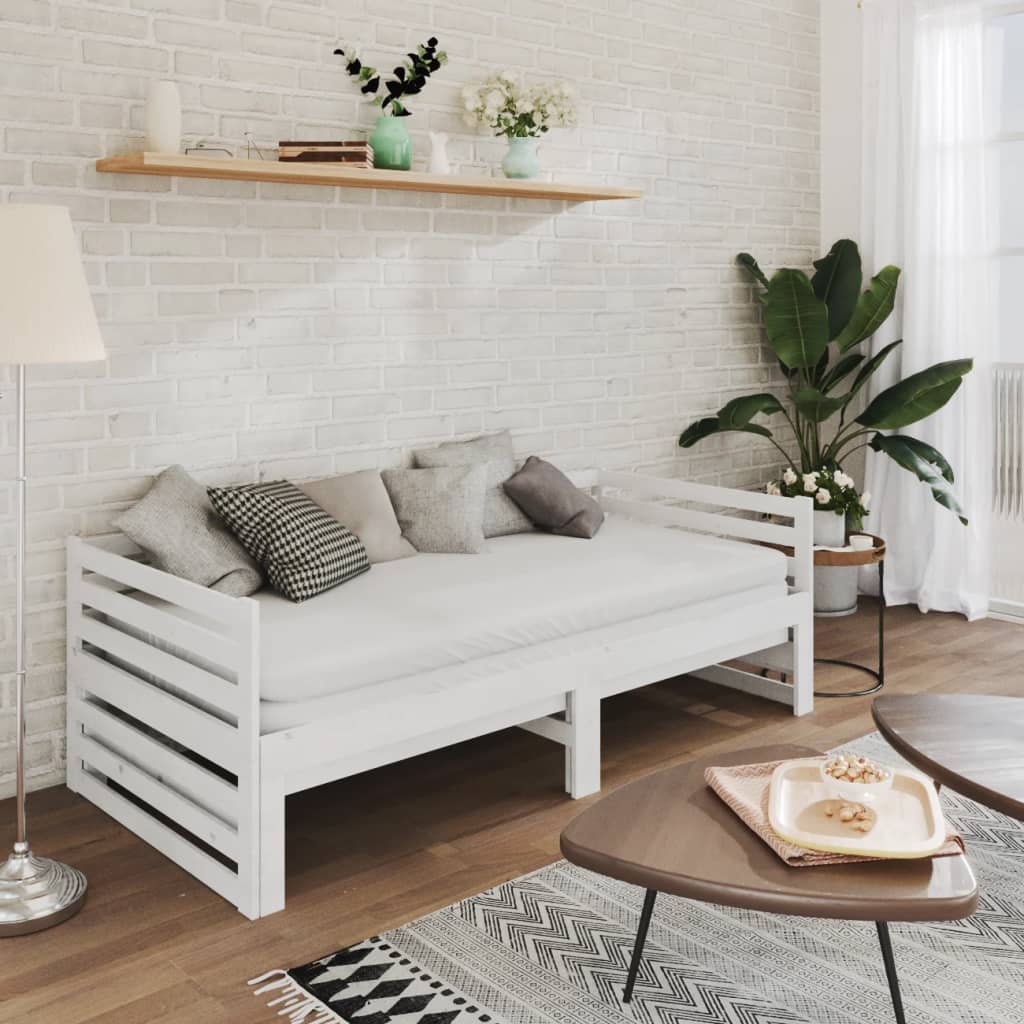 daybed med udtræk 2x(90x200) cm massivt fyrretræ hvid