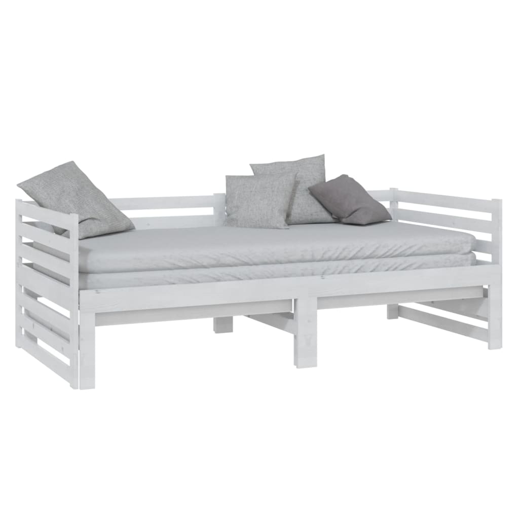 daybed med udtræk 2x(90x200) cm massivt fyrretræ hvid