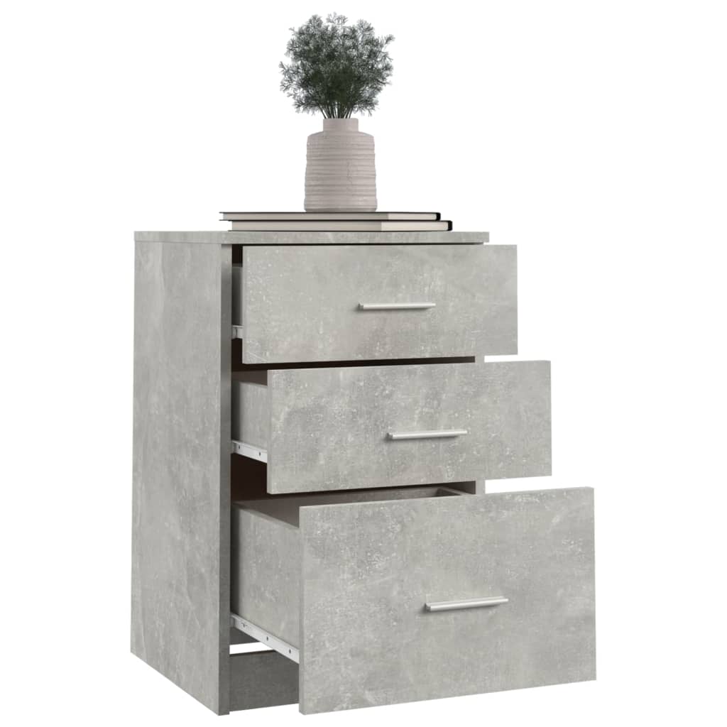 sengebord 40x40x63 cm konstrueret træ betongrå