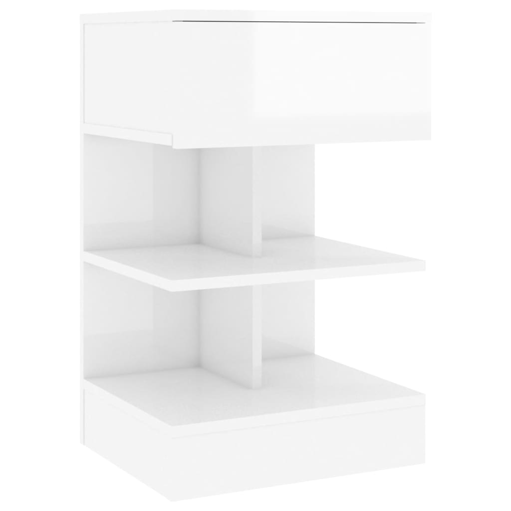 sengebord 40x35x65 cm konstrueret træ hvid højglans