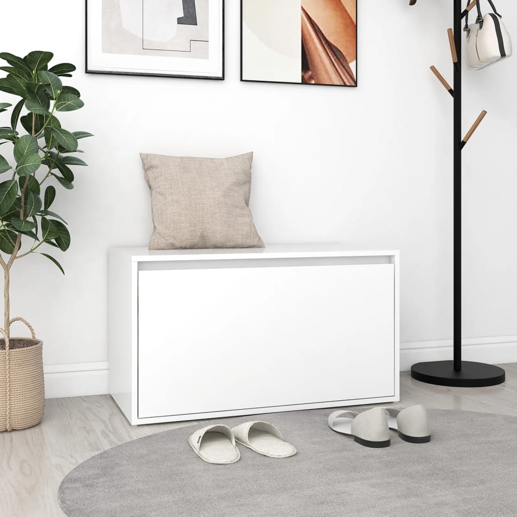 entrébænk 80x40x45 cm konstrueret træ hvid