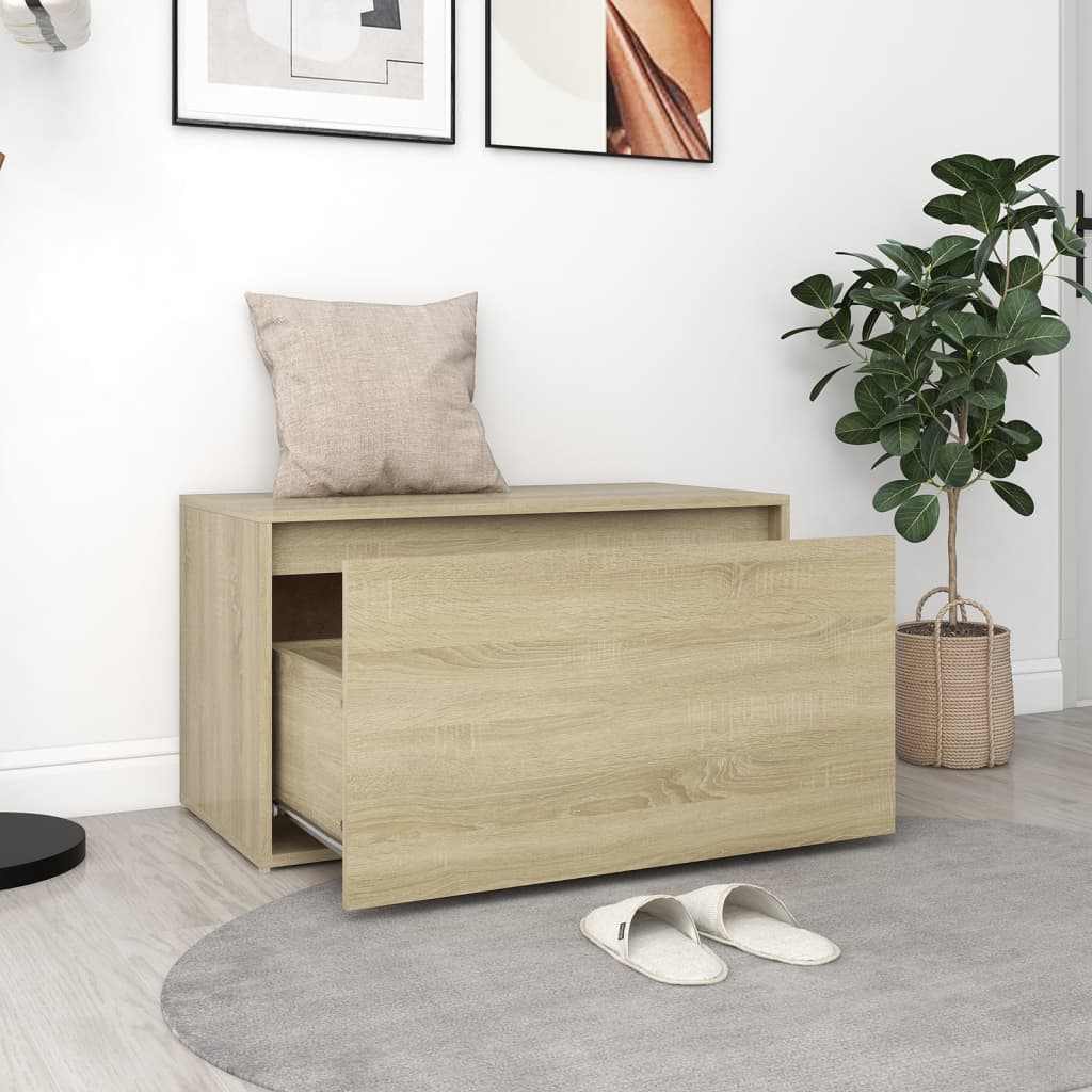 entrébænk 80x40x45 cm konstrueret træ sonoma-eg