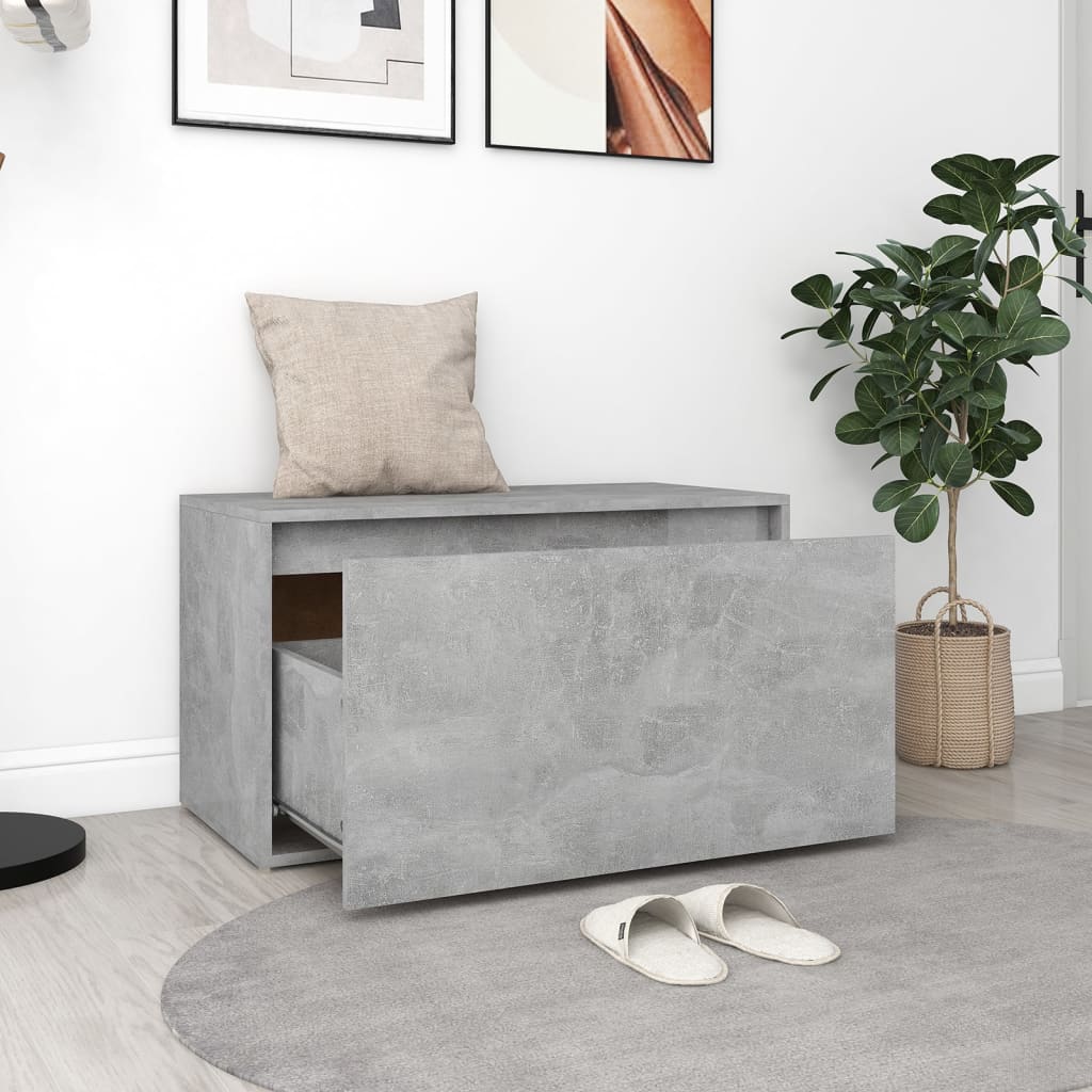 entrébænk 80x40x45 cm konstrueret træ betongrå