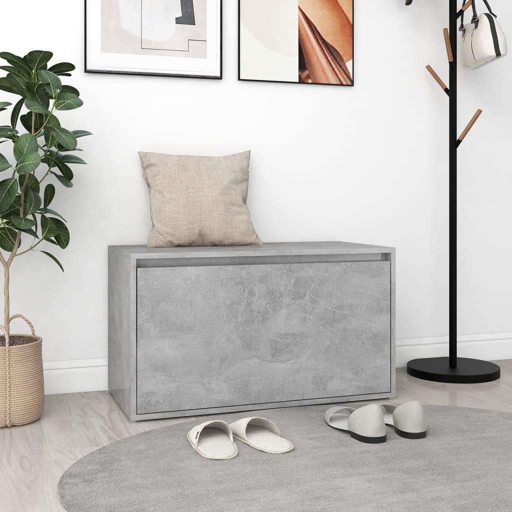 entrébænk 80x40x45 cm konstrueret træ betongrå