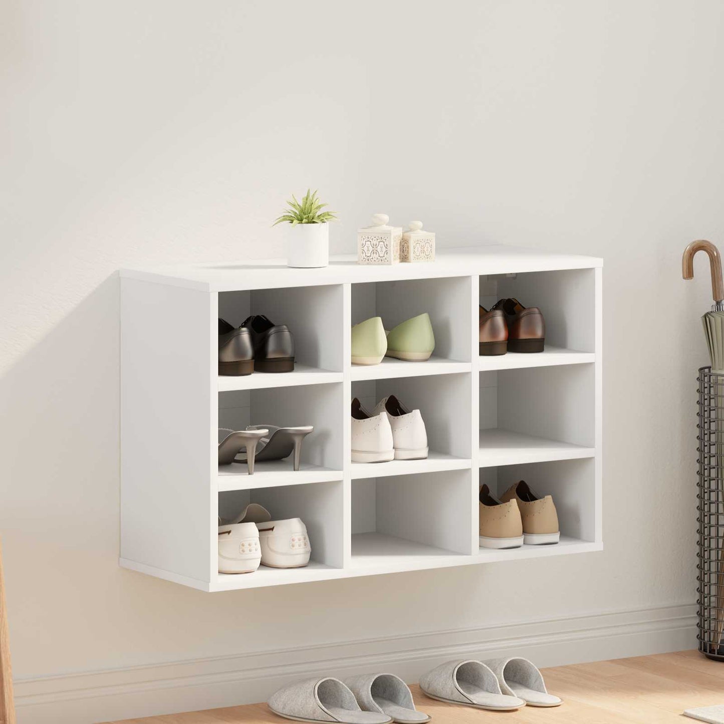 Sko skab 77,5 x 30 x 51 cm Konstrueret træ Hvid