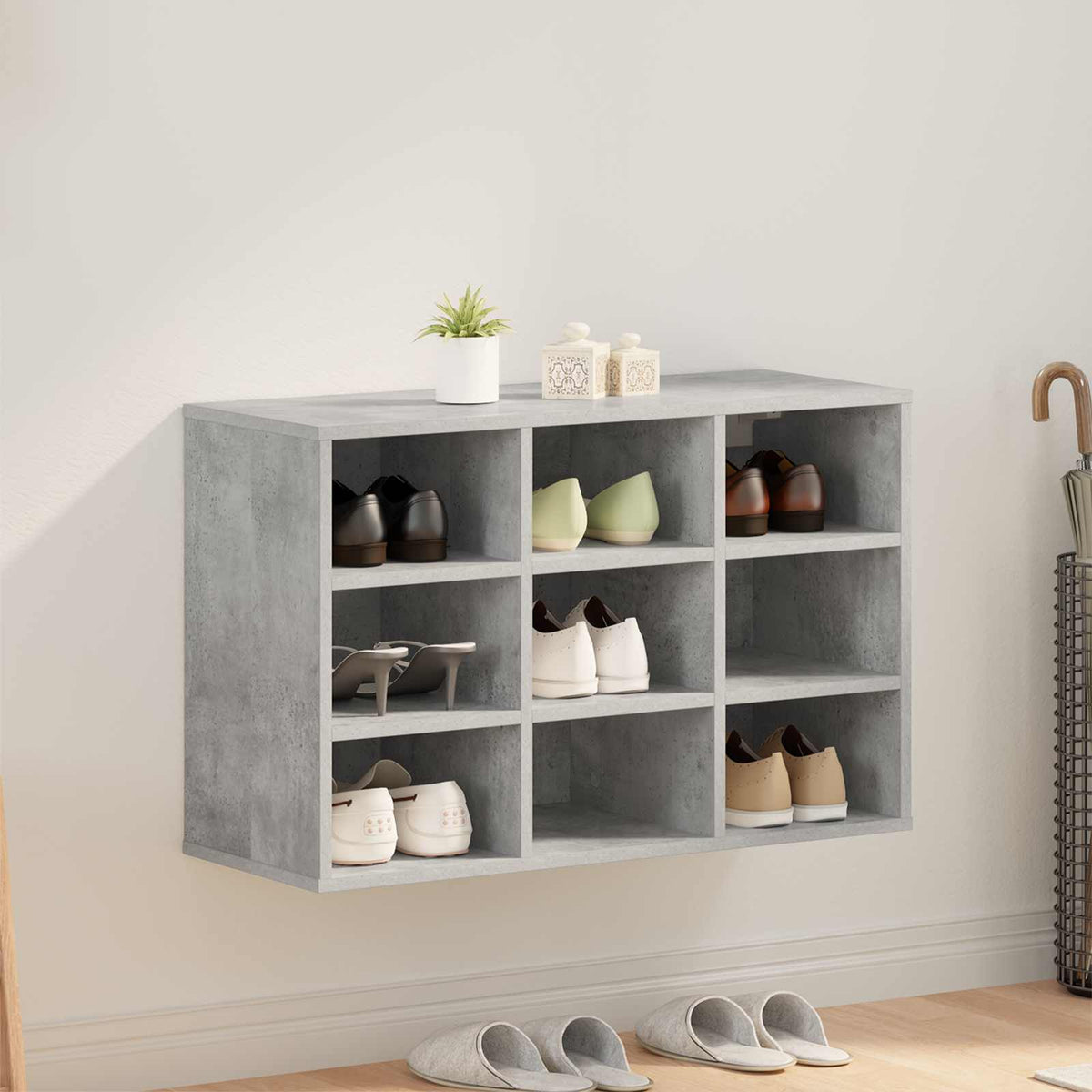 Sko skab 77,5 x 30 x 51 cm Konstrueret træ Betongrå
