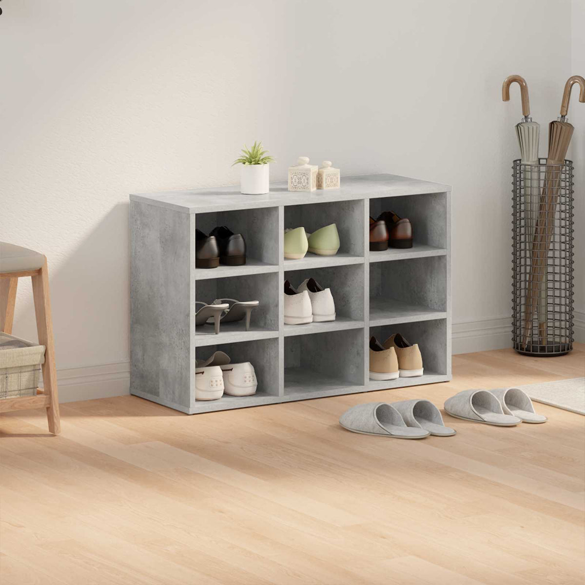 Sko skab 77,5 x 30 x 51 cm Konstrueret træ Betongrå